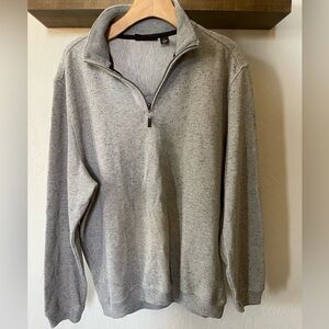 Tasso Elba|Men’s Ribbed Spotted Half Zip Sweater, Size Large•••Neutral Gray